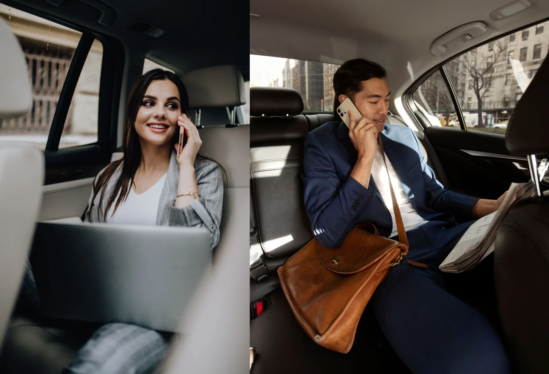 Passageiros viajando no banco traseiro, imagem publicada pela LFL Transfer